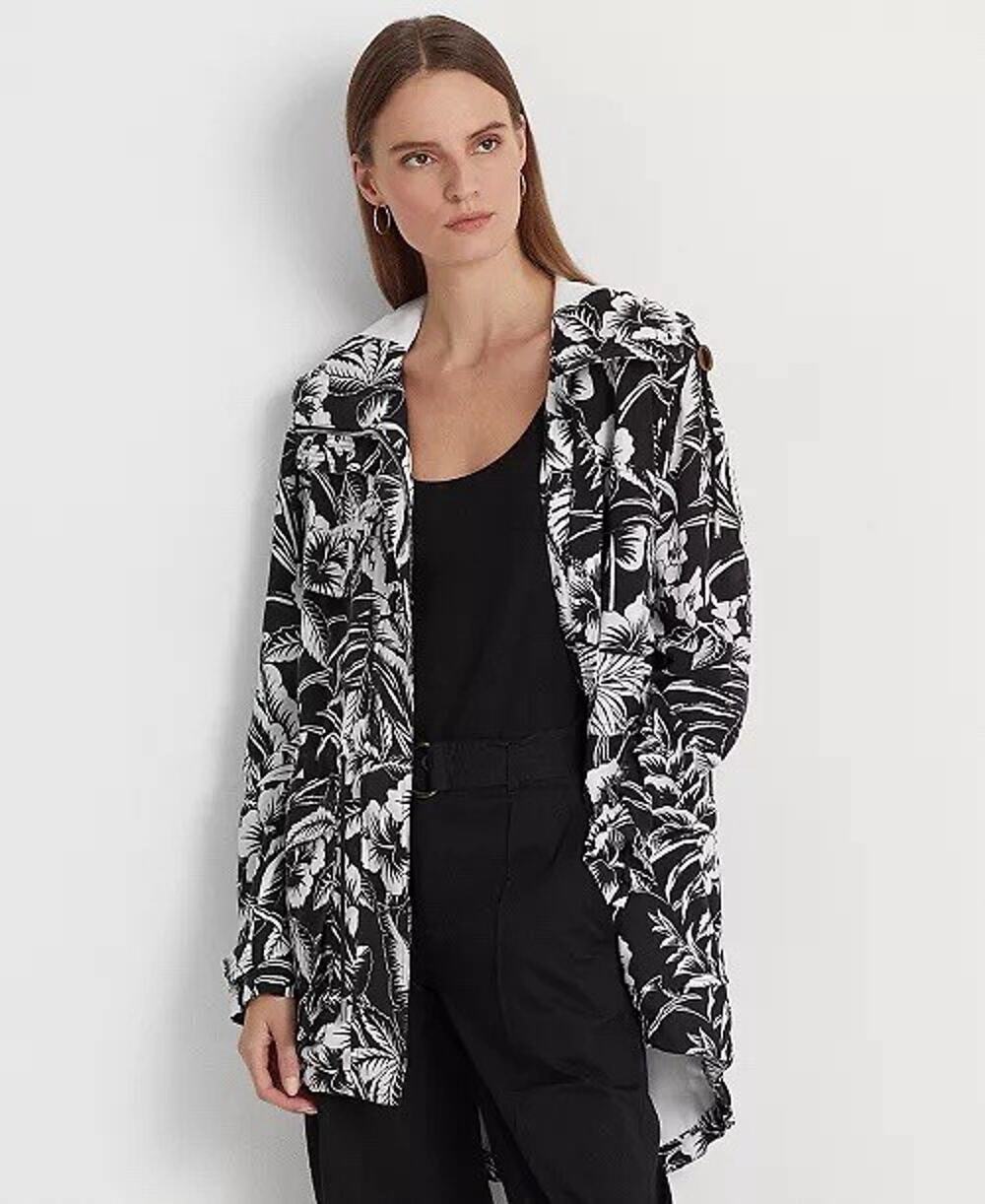 LAUREN RALPH LAUREN Women’s Floral Ripstop Hooded Windbreaker Jacket SZ XL